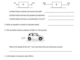 Forces and Motion Test