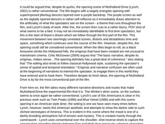 Mulholland Drive - exemplar experimental film essay