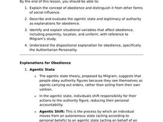 Obedience - A-Level Psychology Lesson