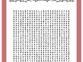 Personality adjectives word search puzzle worksheet Activity