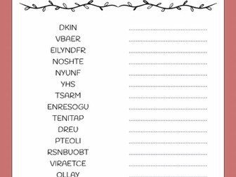 Personality adjectives word scramble puzzle worksheet Activity