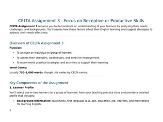 CELTA Assignment 3 - Focus on Receptive or Productive Skills