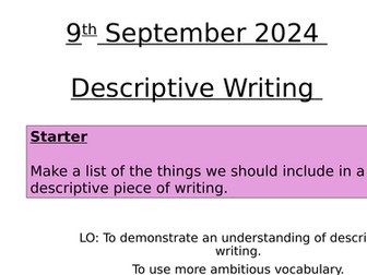 Descriptive Writing - KS4 GCSE (Full)