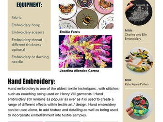 Basic Embroidery & Embellishment Techniques Workshop Handout