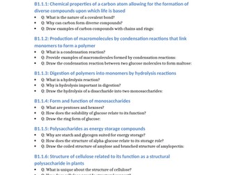 IB Biology Knowledge checks