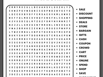 Black Friday Word Search Puzzle Worksheet Activity