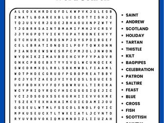 St Andrew's Day Word Search Puzzle Worksheet Activity