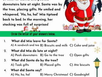 Reading Comprehension | Year 1 | Christmas Pack 1 | Phonics