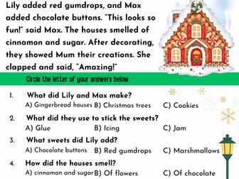 Reading Comprehension | Year 1 | Christmas Pack 4 | Phonics