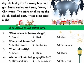 Reading Comprehension | Year 1 | Christmas Pack 5 | Phonics