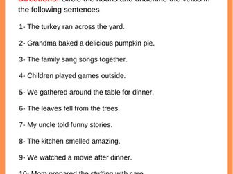 Thanksgiving Grammar Worksheets | Grammar Practice