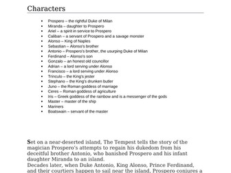 A LEVEL ENGLISH LITERATURE "The Tempest" revision notes