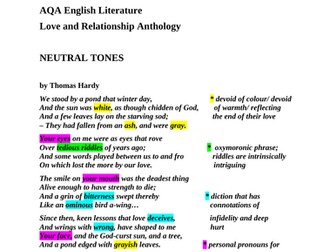 GCSE ENGLISH LITERATURE analysis of poem "Neutral Tones"