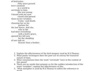 GCSE ENGLISH LITERATURE " A Marriage" by R.S. Thomas