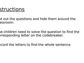 Subtraction scavenger hunt and code breaker activity