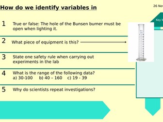 KS3 Science Investigation inc variables and planning