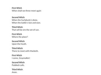 ACT 1 SCENE 3 MACBETH -the witches: GCSE ENGLISH LITERATURE