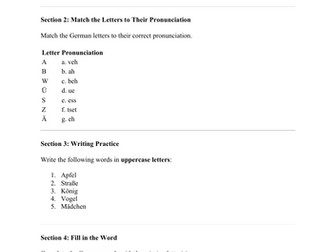 German Alphabets  worksheet