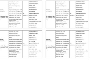 Family and Pets Sentence Builder Spanish