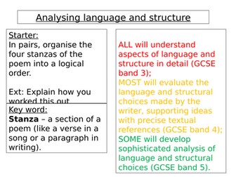 Language and Structure Poetry lesson