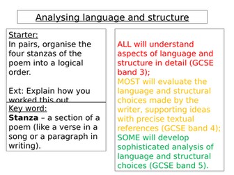 Language and Structure Poetry lesson