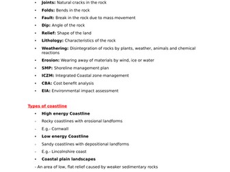 A level geography coasts revision booklet