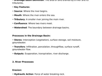 GCSE geography rivers revision booklet