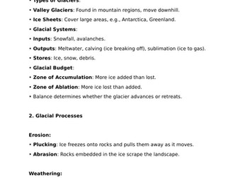 GCSE geography glaciers revision booklet