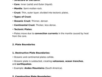 GCSE geography tectonics revision booklet