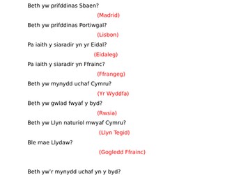 CWIS DIWEDD TYMOR BLWYDDYN 6 (Cymraeg Iaith Gyntaf)