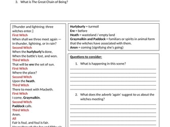 Macbeth Act 1 Worksheets