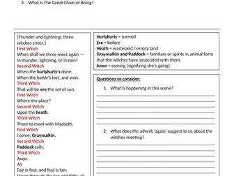 Macbeth Act 1 Worksheets