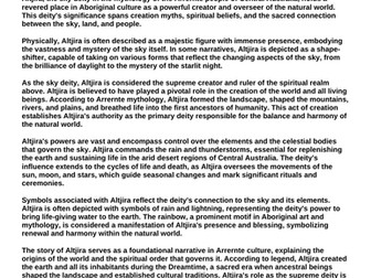 Aboriginal Mythology: Altjira Assignment (WORD)