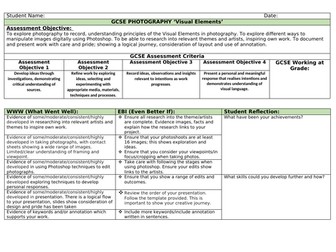 GCSE Photography - Assessment Sheet.