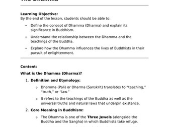 The Dhamma - GCSE Religious Studies Lesson