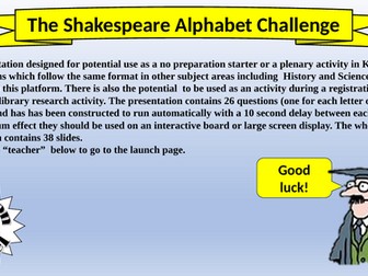 The Shakespeare Alphabet Challenge