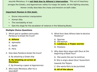 Iliad Book IV - Handout and Answers