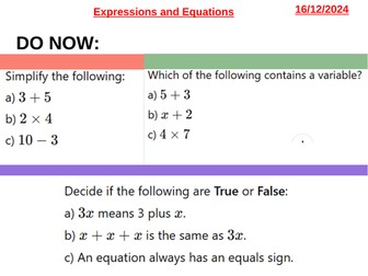 Equations and Expressions