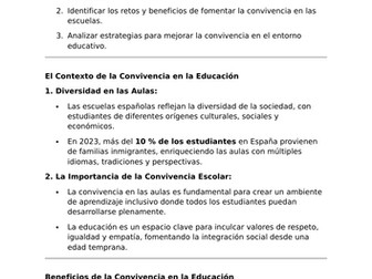 La Convivencia en la Educación - A-Level Spanish Lesson