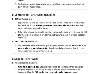 El Paro entre los Jóvenes - A-Level Spanish Lesson