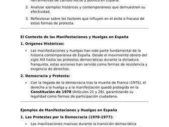 La Efectividad de las Manifestaciones y las Huelgas en España - A-Level Spanish Lesson