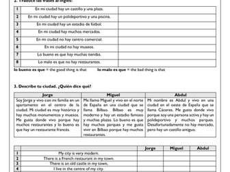 Viva 1 My Town / Where I live - Mi ciudad (7 worksheets) Spanish KS3