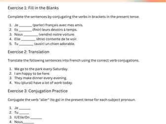 French Present Tense Verb Practice