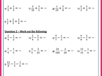 Adding and subtracting fractions with unlike denominators