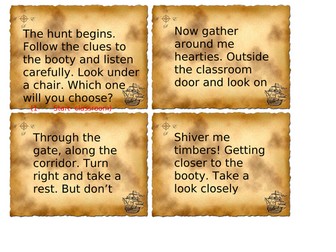 Pirate Treasure Hunt Clue Cards