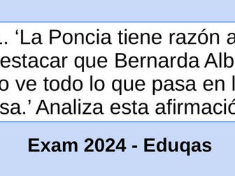 La Casa de Bernarda Alba- Scaffolded essay plan and writing framework 2 - Bernarda_Blind_Exam 2024