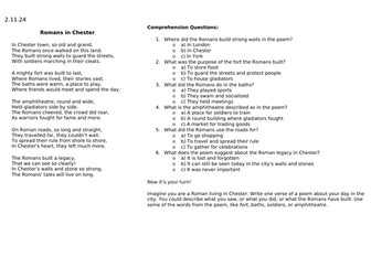 Romans in Chester - poem and comprehension questions