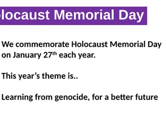Holocaust Memorial Day 2025 - Assembly, Tutor or Lesson