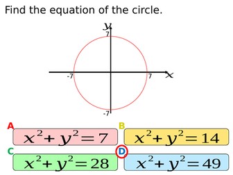 Quiz on Equations of Circles