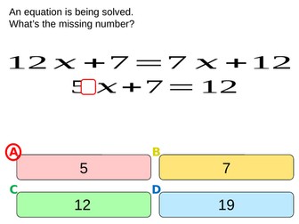 Quiz on equations with the unknown on both sides